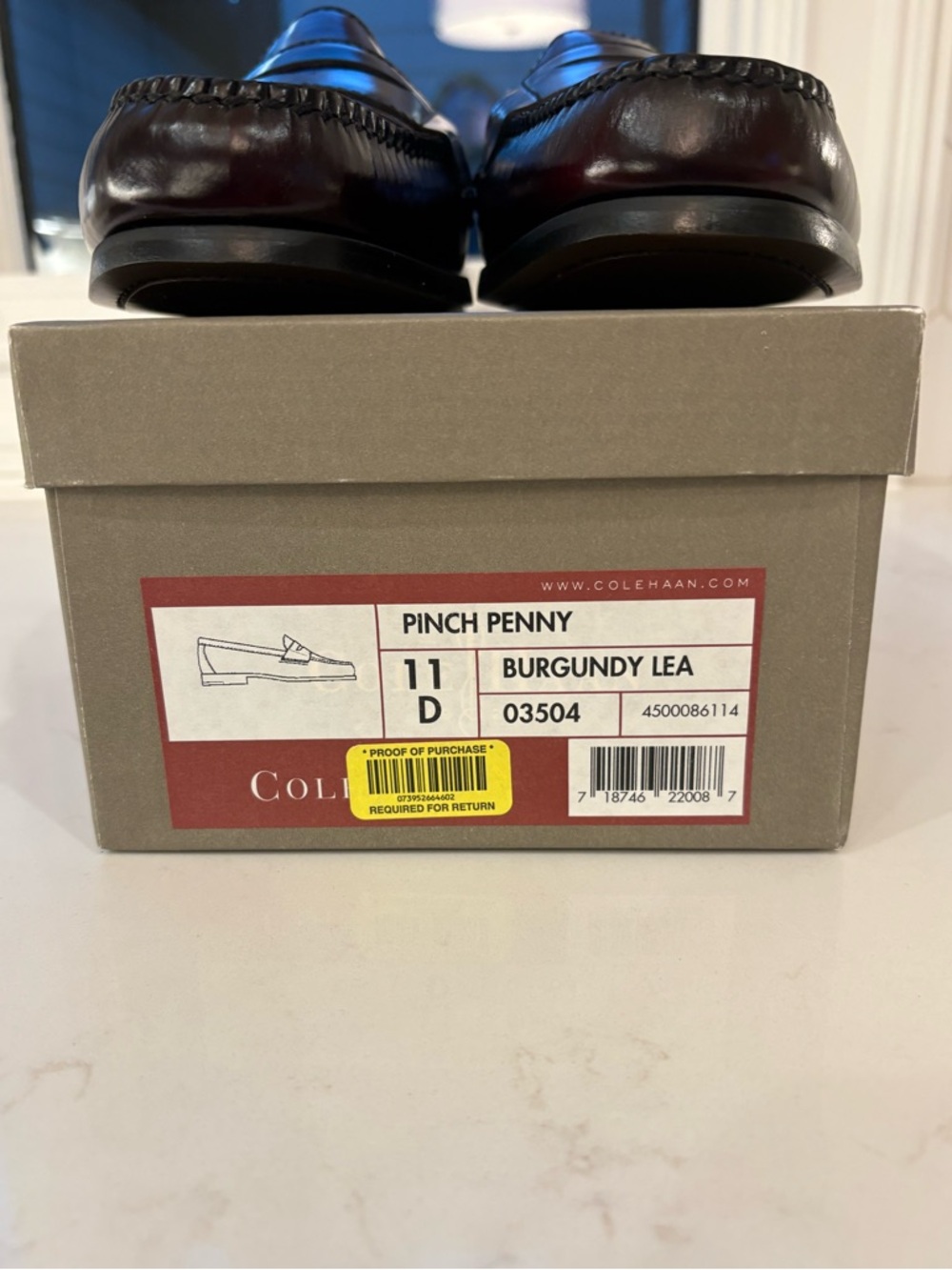 NWT Cole Haan Men’s Burgundy Leather Pinch Penny Loafer. Size 11. - Picture 2 of 9
